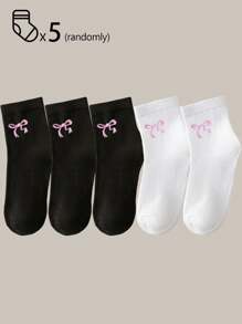 40 件/20 件/10 件男童女童儿童袜子套装 - 糖果色条纹纯色蝴蝶结/心形/涂鸦设计，柔软透气，男女通用婴儿幼儿青少年踝袜/中筒袜，适合学校运动日常穿着，青少年学生短袜/中筒袜，4 季黑白灰多色混合，儿童袜子，娃娃裙，猎豹印花，粉色袜子 - 彩色 - 查看 24