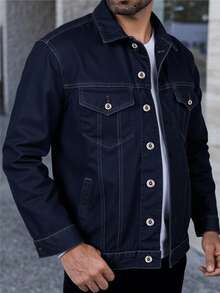 CHAMARRA VAQUERA PARA CABALLERO  MEZCLILLA GRUESA 13.75 onzas - Azul Marino - Ver 1