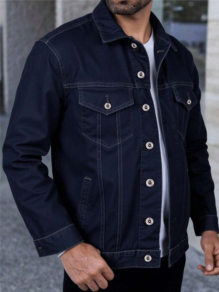 CHAMARRA VAQUERA PARA CABALLERO  MEZCLILLA GRUESA 13.75 onzas - Azul Marino - Ver 1