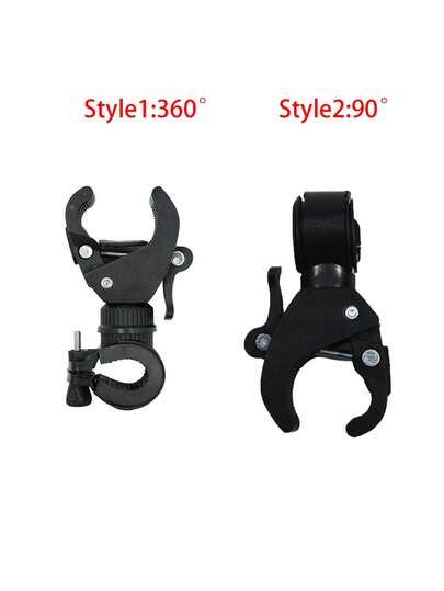1 件 360°/90° 旋转自行车车把手电筒支架 - 安全夹持器，高折射率塑料，黑色 - 夜间骑行和户外探险的理想选择，自行车灯
