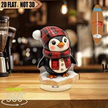 1 buc. Ornament decorativ de sărbători 2D cu pinguin, cu modele din lemn de pinguin, ren și urs polar - Detalii delicate, culori vii, potrivit pentru bază sezonieră - excelent pentru bucătărie, sufragerie, decor dormitor, accesoriu pentru sufragerie, design de sărbători, cadou de Crăciun, decorațiune de Crăciun, decor de masă