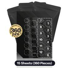 BRIDGESOUND 480 贴纸/20 张，360 贴纸/15 张，240 贴纸/10 张，120 贴纸/5 张，升级版黑色薄膜 16 片固化指甲贴纸，强力双面胶指甲凝胶，UV 凝胶指甲油，DIY 美甲，持久耐用，需要固化。 - 無色 - 查看 10