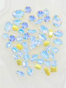 50 buc/pachet strasuri verzi colorate pentru cusut manual, cristale decorative pentru îmbrăcăminte, pantofi, pălării, genți