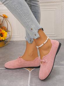 2024 Spring/Autumn New Fashion Versatile British Style Women Soft Comfortable Loafers - Pink - View 4