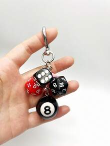 1pc Billiards 8 Ball Keychain Black/Pink/Red Creative Key Chain Personalized Bag Accessories Fun Pendant Bag/Key Universal Ornament Fashion Versatile Backpack Decor Keychain For Bag Car Accessories For Women - Multicolor - View 6