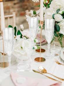 2只优雅香槟杯，高端钻石切割高脚杯，葡萄酒杯，可重复使用，适合家庭使用，手洗，是节日派对、室内/室外聚会、家庭活动、朋友聚会、情人节礼物、返校季礼物、新年礼物的理想之选（随机新款或旧款） - 彩色 - 查看 6