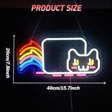 1pc Rainbow Cat Neon Sign, Colorful Rainbow Cat Neon Sign, For Wall Decoration, Dimmable And Powered By USB, For Bedroom Pet Store Games Room Birthday Party Decorations Gift