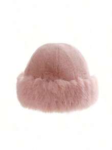 1pc Hat Women's Winter New Thick Warm Fashion Simple Fisherman's Hat Imitation Mink Hair Ladies Mongolian Hat Warm And Comfortable Shade