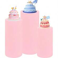 Set di 3 pezzi di alzate per dolci, supporti cilindrici flessibili (50/55/60 cm), adatti per decorazioni per feste, matrimoni o compleanni, decorazioni autunnali (include solo il tappeto da tavolo a forma di cilindro)
