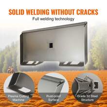 5/16-Inch Skid Steer Attachment Plate With 2.28-Inch Hitch Receiver - Universal Quick Attach Loader Mount For Skid Steers And Tractors - Grey - View 12