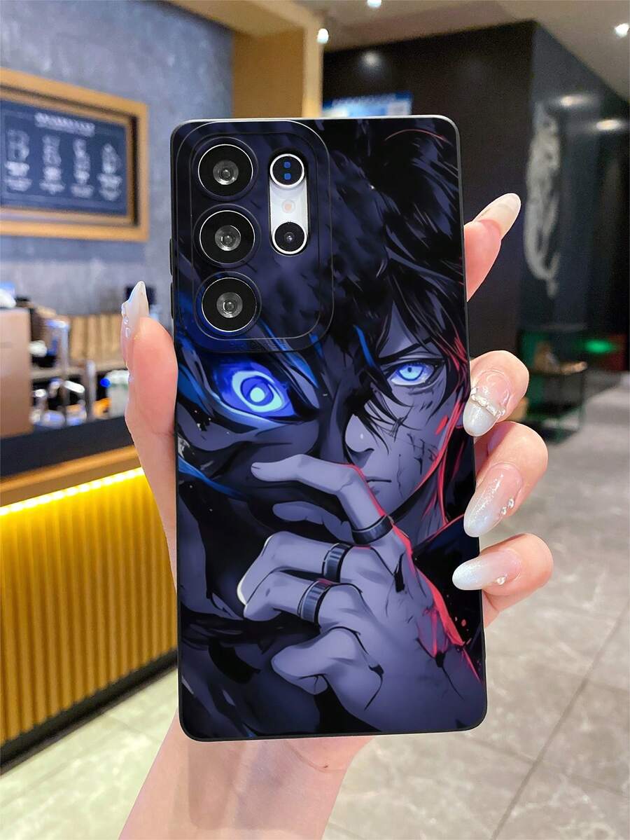 1 件创意动漫男孩彩绘图案黑色哑光 TPU 材质醒目手机壳，防震保护套，送给男朋友/女朋友的礼物，兼容 、OPPO、Vivo 和其他安卓手机，防水防摔防刮
