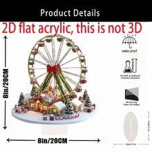 1 Stück Boho-Stil Acryl Weihnachtsdorf Riesenrad Tischdekoration, britische Architektur Thema Dekoration, vielseitiger Boho-Stil Plakette, geeignet für Zuhause, Büro, Innen- und Außenbereich, Café und Dessertladen Feiertags-Dekoration, ohne Strom