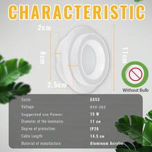 CANMEIJIA GX53 嵌入式吸顶灯，嵌入式壁灯，装饰吸顶灯，嵌入式/表面安装，黑色/白色可选，带/不带灯泡，铝制材料，兼容 GX53 灯泡，适用于商店、书房、卧室、客厅、咖啡厅、展厅、画廊、博物馆、走廊、入口，根据需要选择颜色