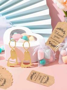 10件套可爱金色脚印开瓶器套装，含薄纱袋，适合婴儿派对，脚印金属钥匙扣开瓶器，含薄纱袋和感谢卡，婴儿派对家居装饰礼品，可爱脚印图案性别揭晓派对纪念品装饰，婴儿派对回礼，性别揭晓派对回礼，婴儿派对装饰 - 金色腳丫 - 查看 7