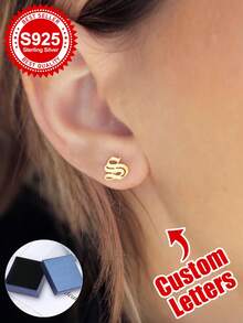 S925 Sterling Silver Custom Stylized Initial Ring - Personalized Jewelry Gift For Sweethearts, Besties, Family Members & Self - Perfect For Valentine's Day Celebrations, Milestone Anniversaries, Birthday Bashes, Daily Fashion - Forward Ensembles, Memorable Special Events & Heartwarming Memory - Keeping Occasions - Multicolor - View 1