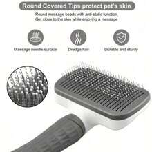 1 Piece Essential For Pet Hair Care! One Click Hair Removal Massage Comb, Suitable For Both Cats And Dogs For Quick Grooming, Cleaning Hair And Soothing Massage, Improving Health And Relieving Stress - Xám - Xem 5