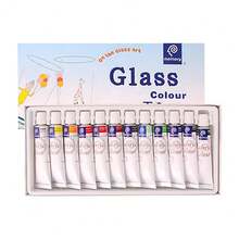 12/24 couleurs Ensemble de peinture en verre de 12/24 ml pour artisanat DIY - peintures polyvalentes en gel avec pinceau et palette pour papier, murs, verrerie et art sur fenêtre - Ensembles - Voir 10