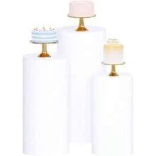 Set di 3 pezzi di alzate per dolci, supporti cilindrici flessibili (50/55/60 cm), adatti per decorazioni per feste, matrimoni o compleanni, decorazioni autunnali (include solo il tappeto da tavolo a forma di cilindro)