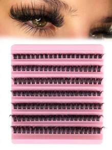 60D Fluffy Curly Eyelash Extension, 7/10 Rows, 8-16mm Mixed Length, 140/200 Pieces, 0.07mm D Curly Hair, Waterproof, Mink Hair, European And American Natural 3D Style, Portable, DIY, Suitable For Daily Makeup And Important Occasions