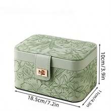 New Luxury Printed Jewelry Organizer Box, Artificial PU Leather, Large Capacity Multi-Layer Partitioned Storage Box, Premium Jewelry Box With Floral Pattern Leather, Bracelet Storage Box, High-End Jewelry Ring Watch Double Layer Accessory Box - Multicolor - View 7