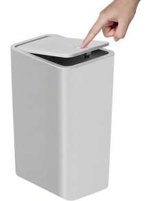 TIPGO Bathroom Trash Can With Lid, 10 Liter/ 2.6 Gallon Slim Garbage Can, Small Trash Bin Waste Basket With Pop-Up Lid For Kitchen, Bedroom, Living Room, Office (Black) - 灰色 - 查看 8