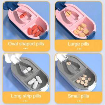 1pc New Mini Multifunctional Tablet Cutter With Convenient Cutting And Storage Box, Portable And Moisture-Proof