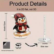 1 buc. Ornament decorativ de sărbători 2D cu pinguin, cu modele din lemn de pinguin, ren și urs polar - Detalii delicate, culori vii, potrivit pentru bază sezonieră - excelent pentru bucătărie, sufragerie, decor dormitor, accesoriu pentru sufragerie, design de sărbători, cadou de Crăciun, decorațiune de Crăciun, decor de masă