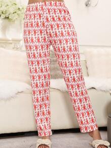 بنطلون بيجامة نسائي مطبوع بصورة القرد، مناسب للارتداء في المنزل وأيام الهالوين والكريسماس والخريف