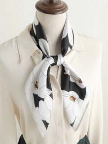 1 pieza Pañuelo cuadrado con estampado de cachemira para mujer, accesorio de moda adecuado para uso diario como diadema, corbata, pañuelo para el cuello con aspecto de seda