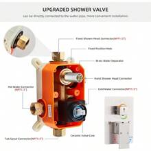 Shower Faucet Set With Tub Spout Brushed Nickel Rainfall Shower System Complete Wall Mounted For Bathroom With 12 Inch Square Shower Head And Handheld Shower Head Rain Mixer Combo Set