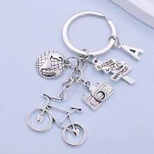 1 件男士旅行钥匙扣，带飞机、三轮车、自行车、相机吊坠配件，毕业旅行纪念品礼物 - 銀色 - 查看 7