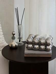 1pc Silver Cotton Candy Ceramic Tissue Box, For Living Room, Bedroom, Bedside Table Paper Towel Storage - Silver - View 7