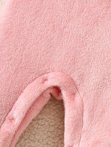 2pcs Baby Unisex Autumn/Winter Plush Cartoon Rabbit Embroidered Bib Pants + Furry Hooded Top Outfit Set