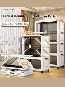 5/4/3/2/1-Layer Simple Wardrobe, DIY Bedroom Adult/Baby Clothes Storage Cabinet, Foldable Thick Kids Plastic Organizer - Multicolor - View 7