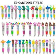 50 Pcs Multicolor Pens In One 4 In 1 Mini Cute Ballpoint Pen Bulk Assorted Ink Kawaii Pens For Party Favors And Birthday Gift - 彩色 - 查看 5
