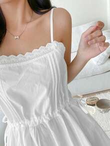 2025 Spring & Summer New Versatile Minimalist Women Spaghetti Strap Tank Top - White - View 2