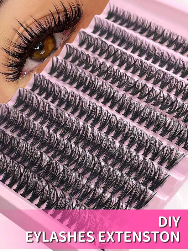 200 piezas de pestañas agrupadas de 8mm a 16mm con rizado D para extensión de pestañas individuales y gruesas, herramientas de maquillaje para crear un efecto natural y dramático, pestañas postizas para hacer en casa