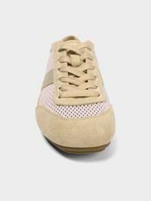 2025 秋季女式网眼平底凉鞋，休闲运动鞋轻便透气跑步鞋软底舒适学生运动鞋，夏季 - 卡其色 - 查看 3