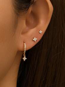 3PCS S925 Sterling Silver Hoop Earrings Creative Classic Tiny Cartilage Earrings Cubic Zirconia Earrings For Women Wedding Party Wedding Engagement Party Gift Holiday