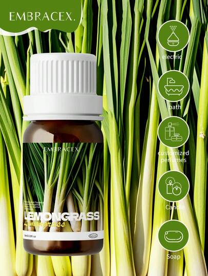 EMBRACEX. 10ml 100% Pure Natural Lemongrass & Citronella Essential Oils, Suitable For Aromatherapy Diffuser, Autumn/Winter