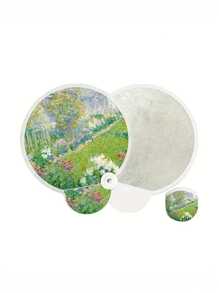 1pc,Oil Painting Floral Mini Foldable Fan - Elegant Portable Compact Lightweight Handheld Fan With Reflective Surface, Fabric Material & Botanical Art For Summer, Home Decor, Gift