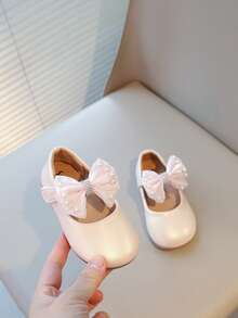 女童公主鞋，蝴蝶结设计，软底乐福鞋，适合日常穿着，平底玛丽珍鞋，春秋新品 - 粉色 - 查看 3