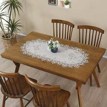1 件优雅蕾丝桌旗，椭圆形涤纶桌布，四季皆宜，适用于餐桌、茶几、梳妆台、时尚家居装饰，非常适合家庭聚会、宴会、婚礼、派对、咖啡馆和酒店，以及万圣节、感恩节、圣诞节装饰。多种尺寸可选：15.7x35.4 英寸/19.6x43.3 英寸/23.6x47.2 英寸 - 咖色 - 查看 3