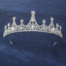 Diadème de couronne élégant, design en forme de tour en fer, convient pour les mariages, les fêtes, les accessoires de mariée, le serre-tête de princesse, couronne en alliage de cristal pour femmes, style européen et américain pour l'anniversaire, le mariage, la séance photo - Multicolore - Voir 11