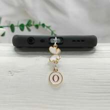 1 件双面圆形字母 A-Z 和蝴蝶吊饰防尘塞，DIY 金属手机装饰