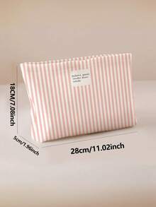 O geantă de depozitare simplă și la modă, cu fermoar, cu dungi multicolore, o geantă de machiaj ușoară și o geantă de machiaj, o geantă de toaletă multifuncțională, potrivită pentru depozitarea zilnică a cosmeticelor, geantă de cărți și depozitarea papetăriei, potrivită pentru utilizare în toate anotimpurile, geantă de toaletă de călătorie, geantă de spălare, geantă de duș, capacitate mare pentru femei, cuburi de ambalare, esențiale pentru călătorii, esențiale pentru croazieră, esențiale pentru vacanță. - Multicolor - Vizualizare 5