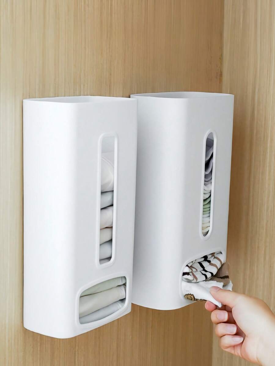 1pc/2pcs Hanging Underwear, Socks, Accessory Storage Box, Closet Organizer, No-Drill - Putih - View 1