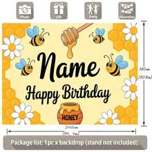1 tấm phông nền trang trí tiệc sinh nhật chủ đề ong có thể tùy chỉnh, hình tổ ong hoạt hình dễ thương, hoa cúc, thiết kế tên sinh nhật cá nhân hóa, phụ kiện trang trí tiệc, chất liệu vinyl. - loại E - Xem 6