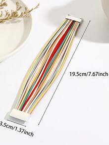 1pc Retro-Style Zinc Alloy & PU Leather Multi-Color Bracelet For Women, Fashionable For Work Commute - Color - View 3