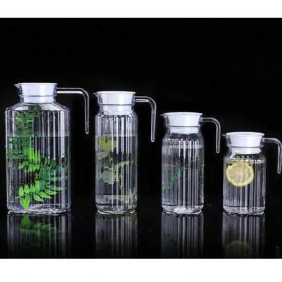 Ensemble de carafe à eau transparente - Parfait pour servir de l'eau, du jus et des boissons glacées. Bouteille d'eau, carafe, fournisseur de boissons, récipient transparent, contenant de stockage de boissons, carafe à jus, contenant de boissons glacées, ustensiles de cuisine